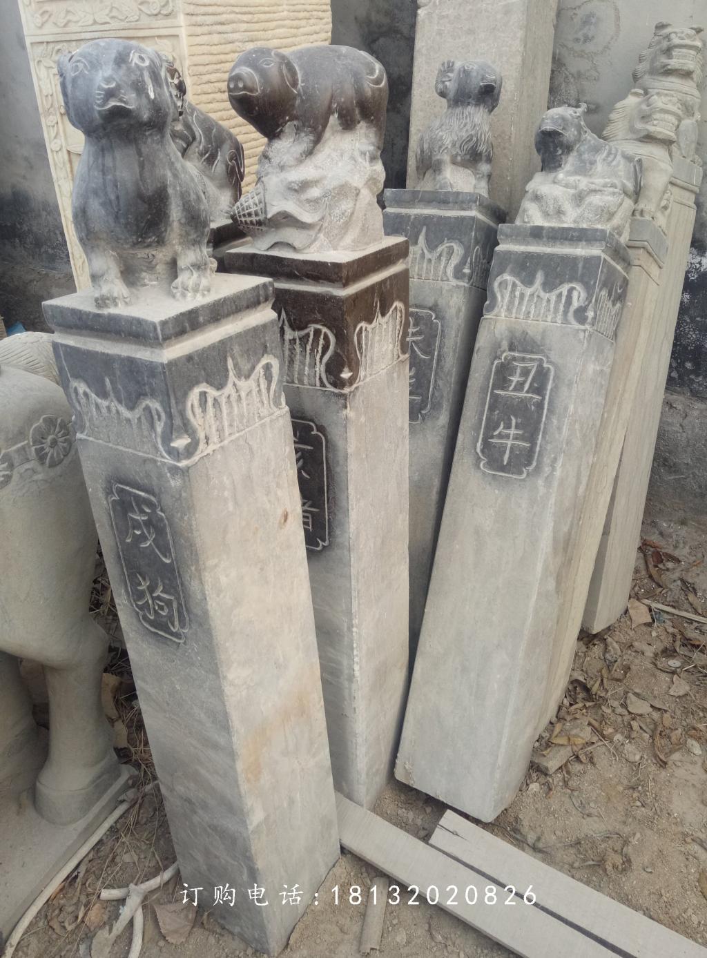 青石拴馬柱雕塑，仿古拴馬柱 (2)