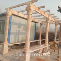 長廊石雕，晚霞紅長廊雕塑