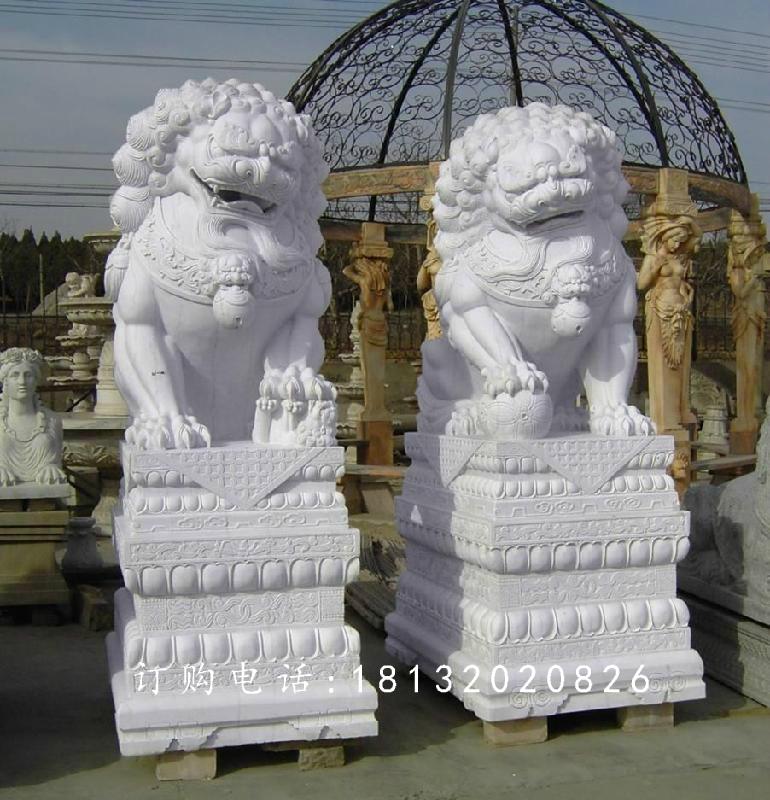 漢白玉獅子石雕，門口獅子雕塑