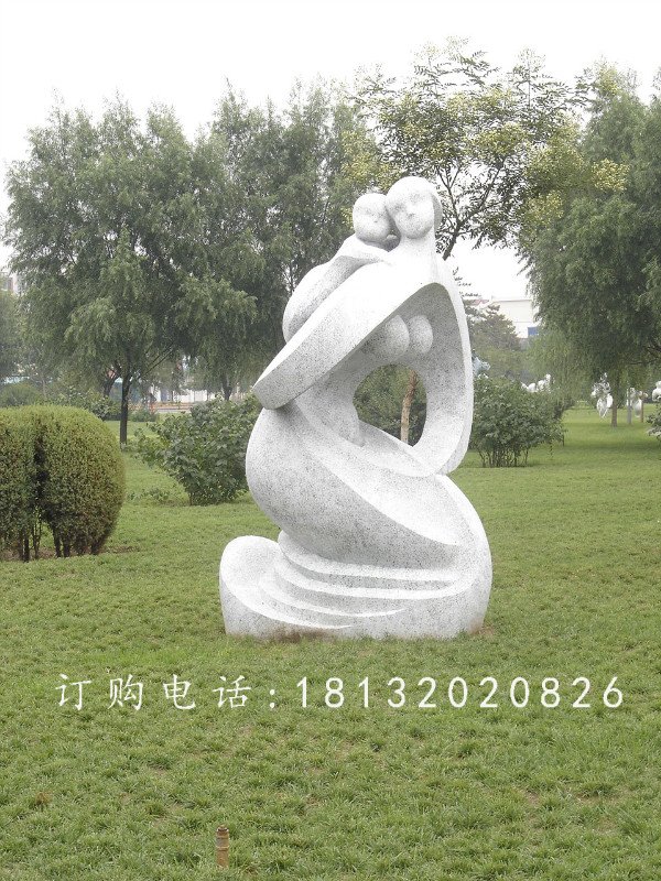 抽象人物石雕,景觀母子雕塑