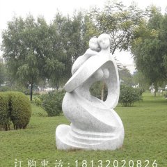 抽象人物石雕，景觀母子雕塑
