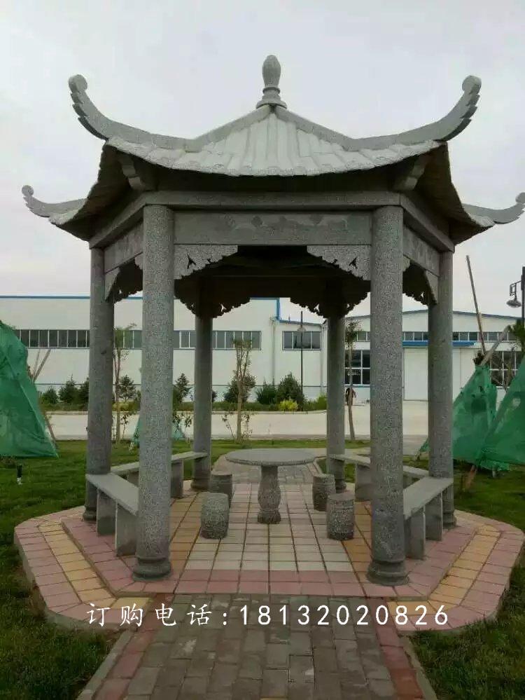 青石涼亭，公園涼亭石雕
