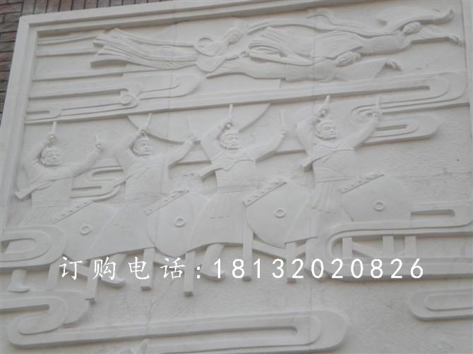 男人打鼓石浮雕，廣場(chǎng)人物景觀石浮雕