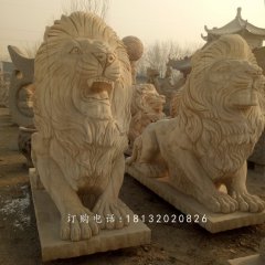 趴著的匯豐獅石雕，公園動物石雕