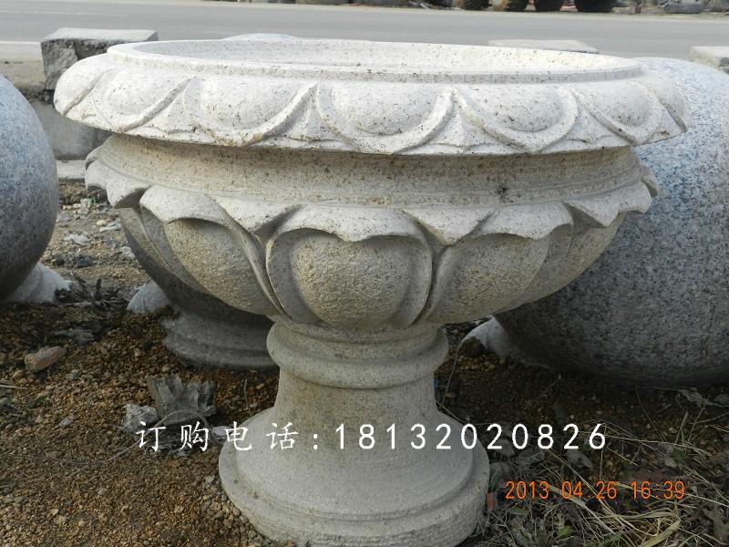 大理石花盆雕塑，公園景觀花盆石雕 (6)