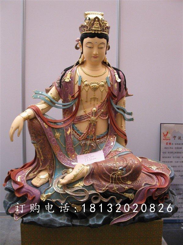 玻璃鋼觀音雕塑，坐式觀音菩薩玻璃鋼雕塑