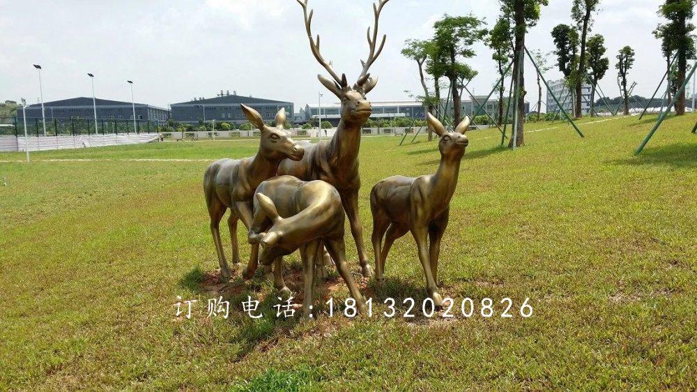 梅花鹿銅雕，園林景觀銅雕，公園動物銅雕