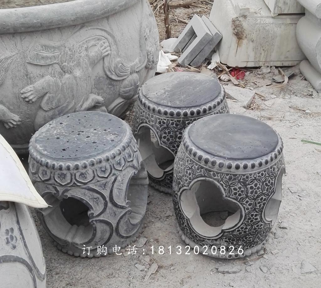 仿古石桌石凳，鼓式桌凳石雕 (2)