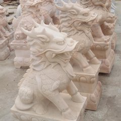 麒麟雕塑，晚霞紅麒麟石雕