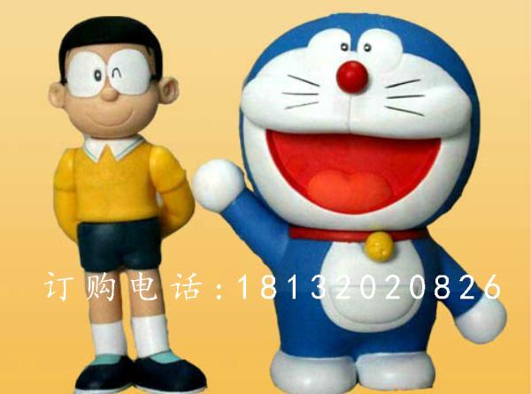 玻璃鋼大雄與多啦a夢雕塑，卡通人物雕塑