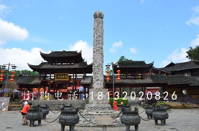 大理石柱子，迎龍柱石雕 (2)