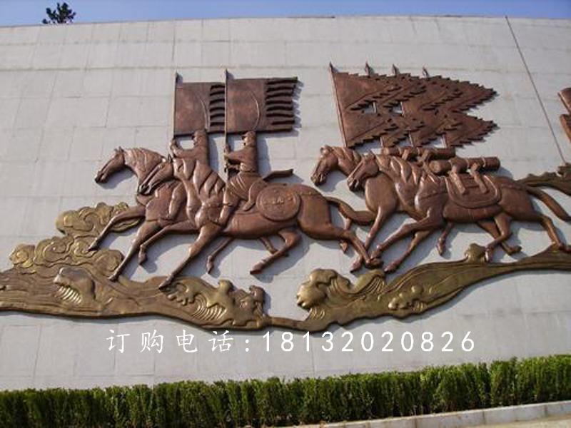 鍛銅浮雕，古代人物騎馬銅浮雕
