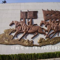 鍛銅浮雕，古代人物騎馬銅浮雕
