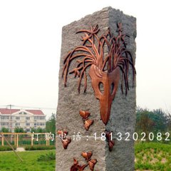 鍛銅浮雕，蝴蝶蘭花銅浮雕