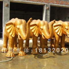 玻璃鋼大象雕塑，仿銅大象雕塑