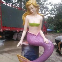 玻璃鋼美人魚雕塑，玻璃鋼彩繪雕塑