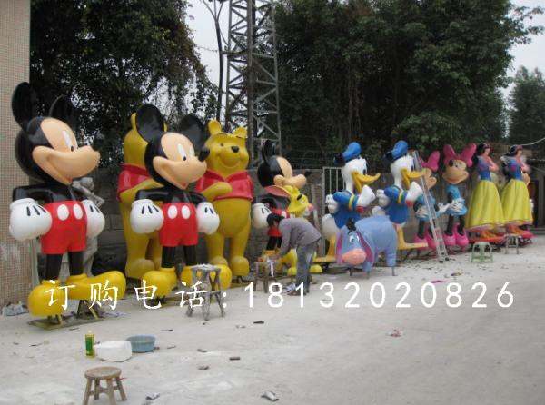 玻璃鋼米老鼠唐老鴨雕塑，卡通雕塑