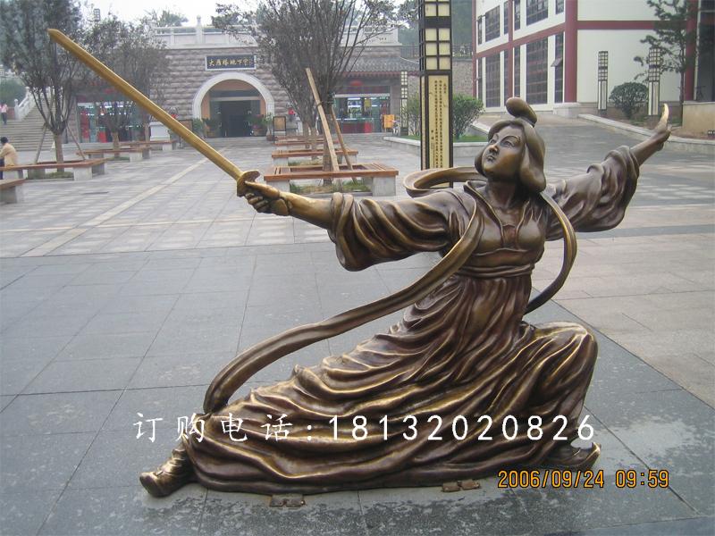 古代美女舞劍銅雕，廣場(chǎng)人物銅雕