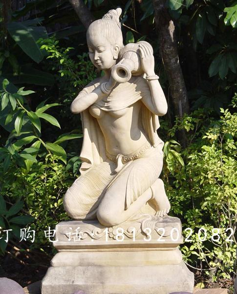 美女沐浴石雕，公園人物石雕