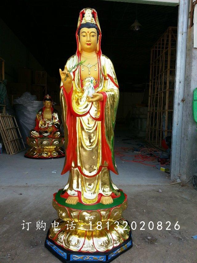 觀音菩薩銅雕,銅雕彩繪觀音雕塑