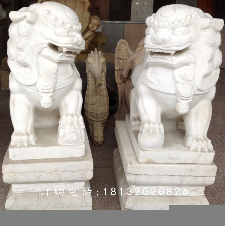 小獅子石雕，漢白玉獅子雕塑
