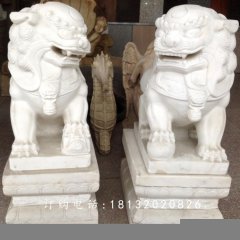 小獅子石雕，漢白玉獅子雕塑