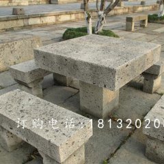 方桌石雕，長(zhǎng)凳石雕，公園石桌凳