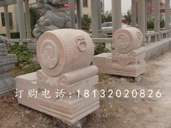 石雕門(mén)鼓，晚霞紅門(mén)鼓石雕