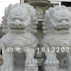 獅子滾繡球石雕，大理石獅子雕塑