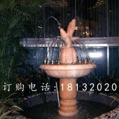 晚霞紅噴泉石雕，石雕魚噴泉