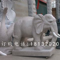 大理石小象，公園動(dòng)物石雕