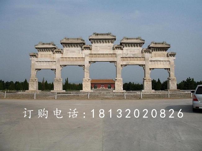 廣場五門牌坊石雕，大理石牌坊雕塑