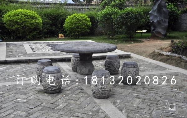 青石圓桌圓凳，仿古石桌凳