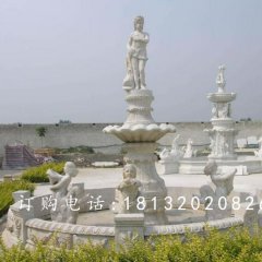 漢白玉噴泉石雕，廣場人物石噴泉