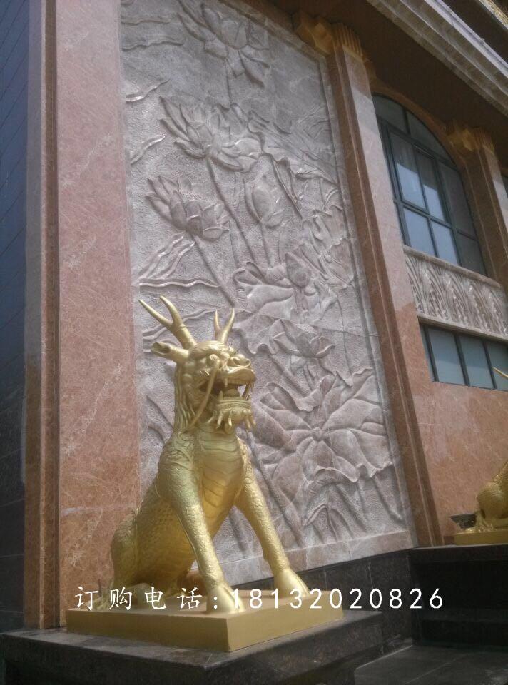 銅麒麟雕塑，鎏金銅麒麟雕塑