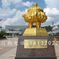 聚寶盆銅雕，鎏金聚寶盆雕塑