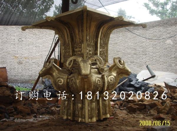 四羊方尊銅雕,鎏金四羊方尊銅雕
