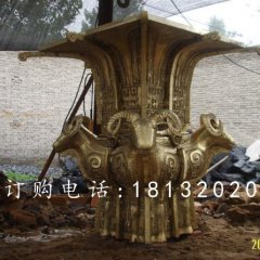 四羊方尊銅雕，鎏金四羊方尊銅雕