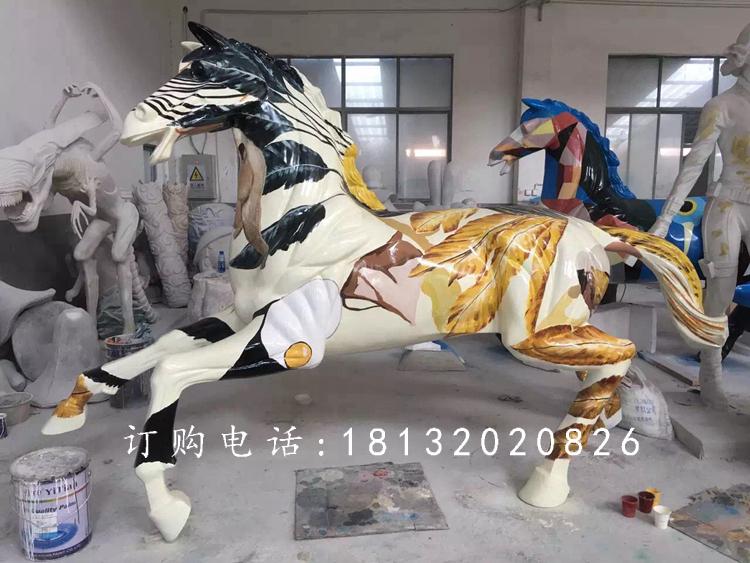 玻璃鋼彩繪馬雕塑，玻璃鋼動(dòng)物雕塑 (2)