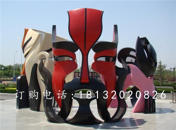 玻璃鋼臉譜雕塑，廣場(chǎng)玻璃鋼雕塑
