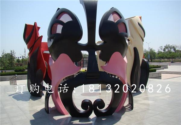 玻璃鋼臉譜雕塑，廣場(chǎng)玻璃鋼雕塑 (2)