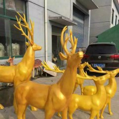玻璃鋼仿銅鹿雕塑，馴鹿銅雕
