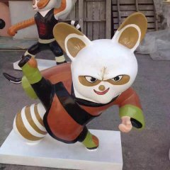 玻璃鋼功夫熊貓雕塑，卡通動物雕塑