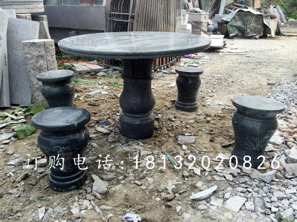 黑色石桌椅，公園桌椅石雕
