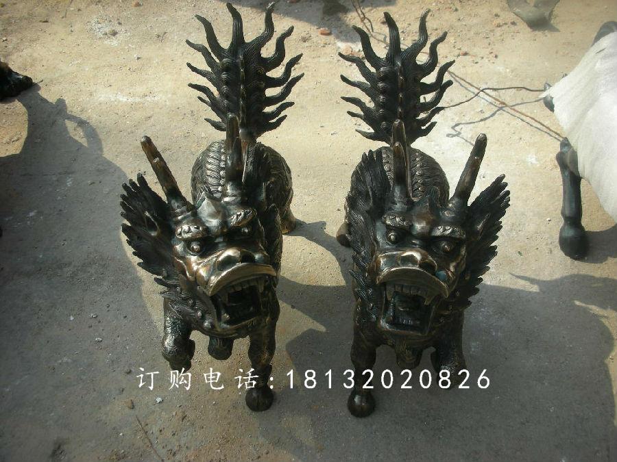 麒麟銅雕，小型青銅麒麟