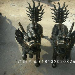 麒麟銅雕，小型青銅麒麟