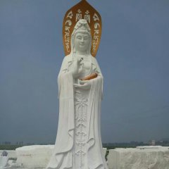 漢白玉立式佛像雕塑，石雕觀音菩薩