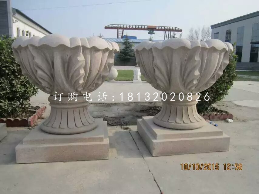 景觀花盆雕塑，歐式花盆石雕
