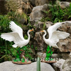 玻璃鋼白鷺雕塑，玻璃鋼仿真動物