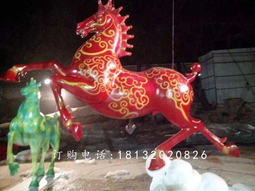 彩繪奔馬雕塑，廣場玻璃鋼雕塑 (3)
